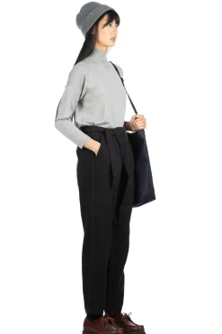 New Evam Eva Linen Wool Wrap Pants - Black