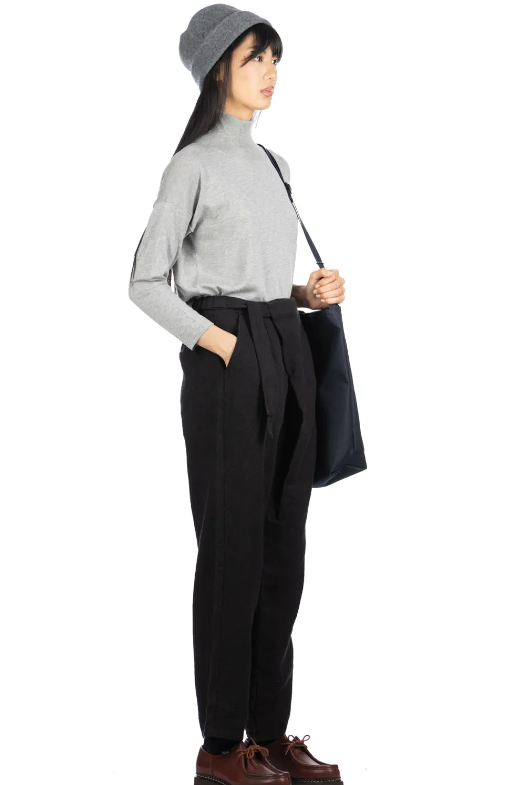 New Evam Eva Linen Wool Wrap Pants - Black