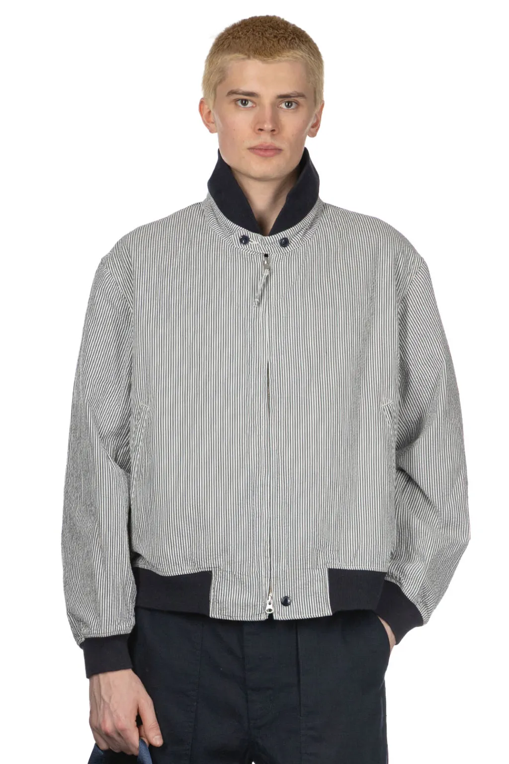 Outlet Engineered Garments LL Jacket - Navy Cotton Seersucker Stripe
