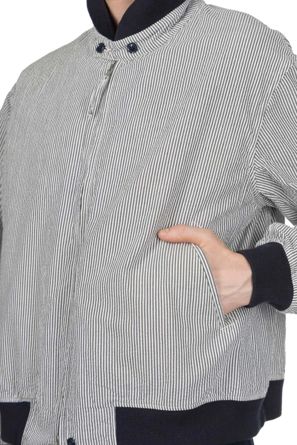 Outlet Engineered Garments LL Jacket - Navy Cotton Seersucker Stripe