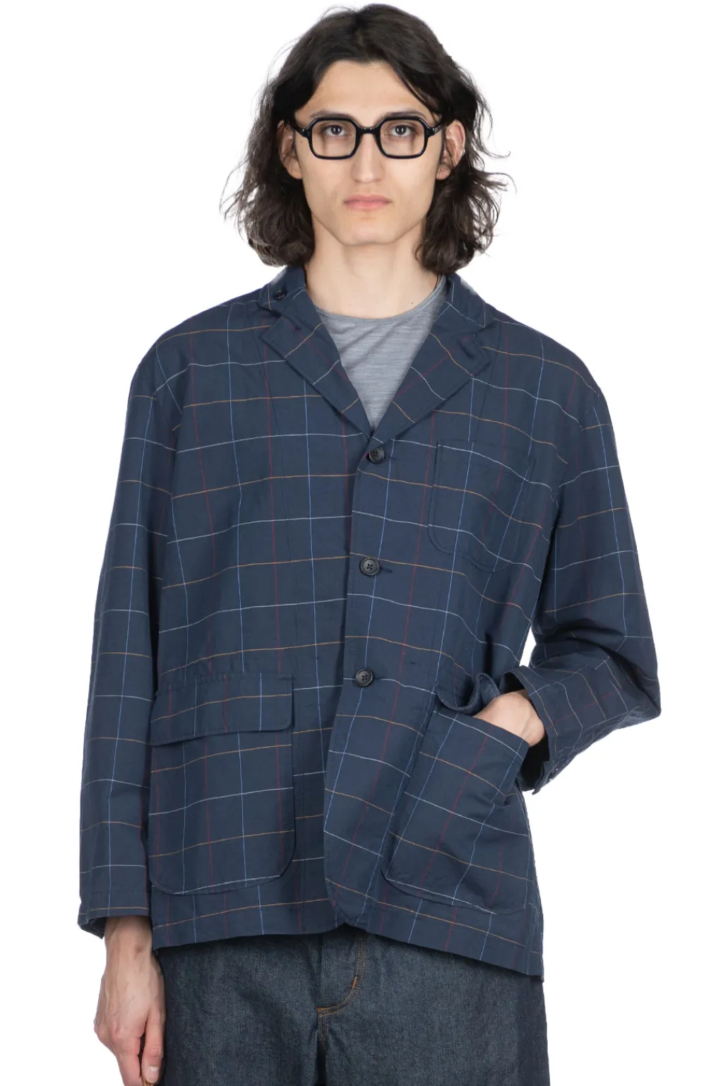Outlet Engineered Garments Loiter Jacket - Navy CL Windowpane