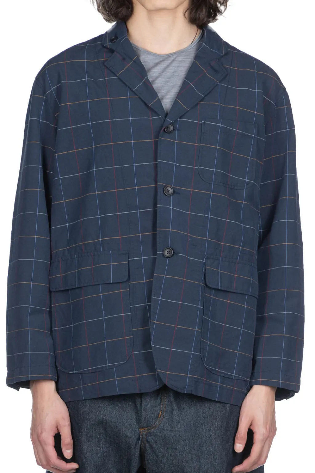 Outlet Engineered Garments Loiter Jacket - Navy CL Windowpane