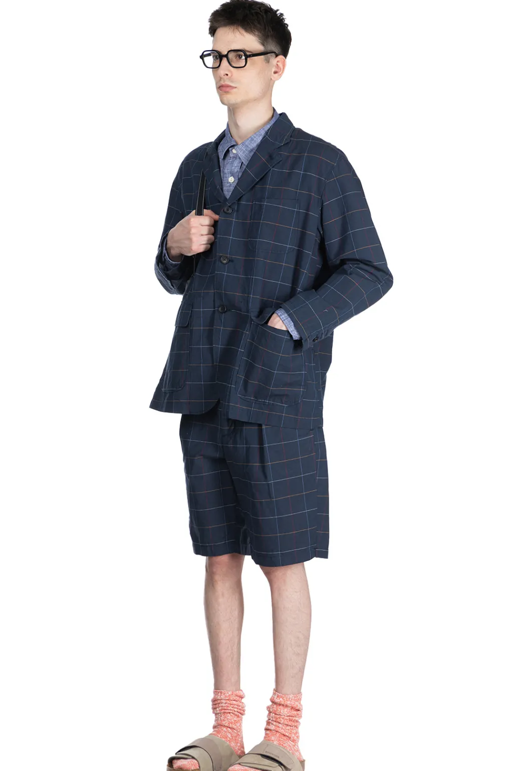 Outlet Engineered Garments Loiter Jacket - Navy CL Windowpane