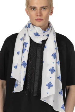 Best Engineered Garments Long Scarf - White CP Crest Embroidery Sheeting