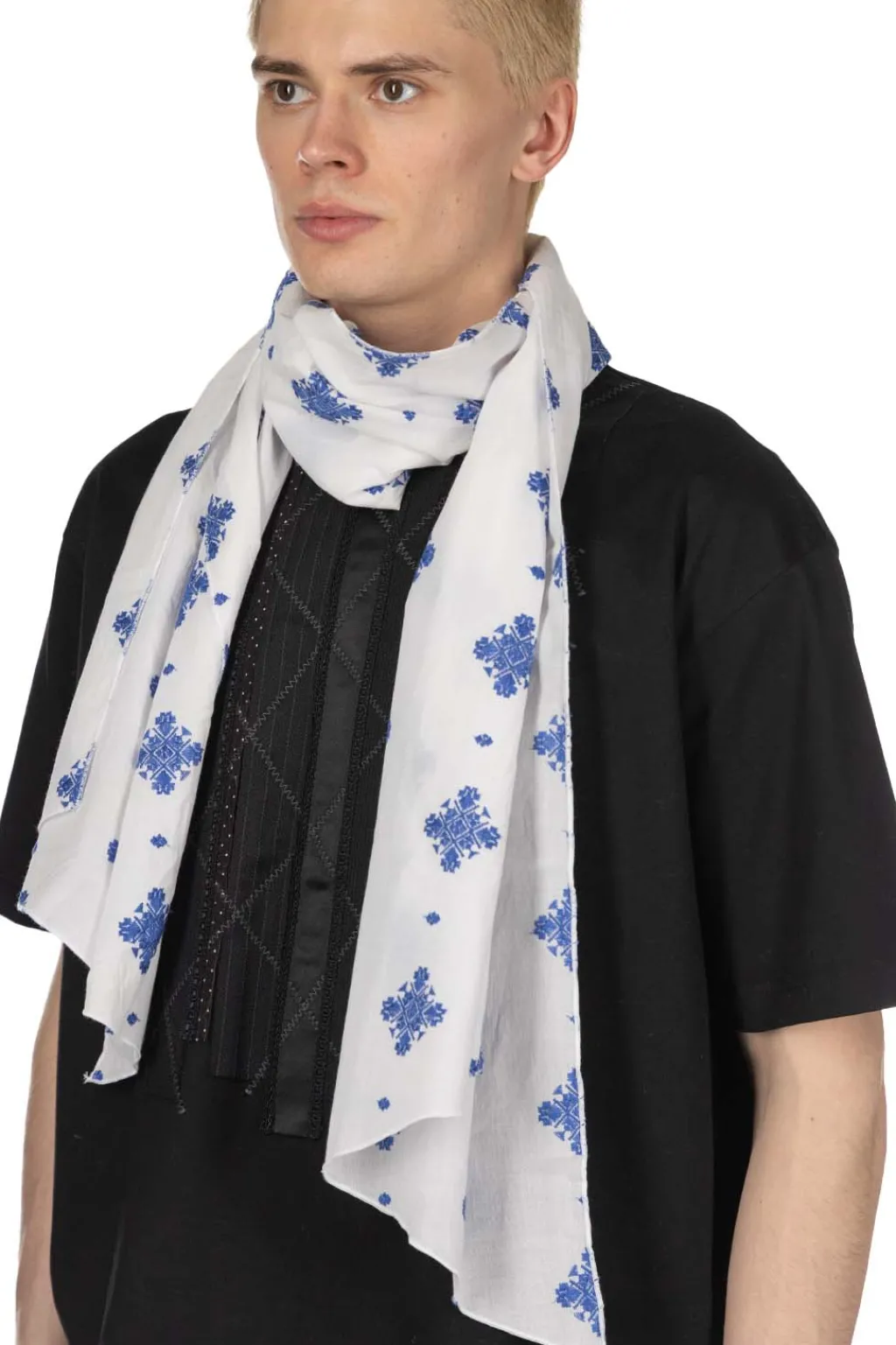 Best Engineered Garments Long Scarf - White CP Crest Embroidery Sheeting