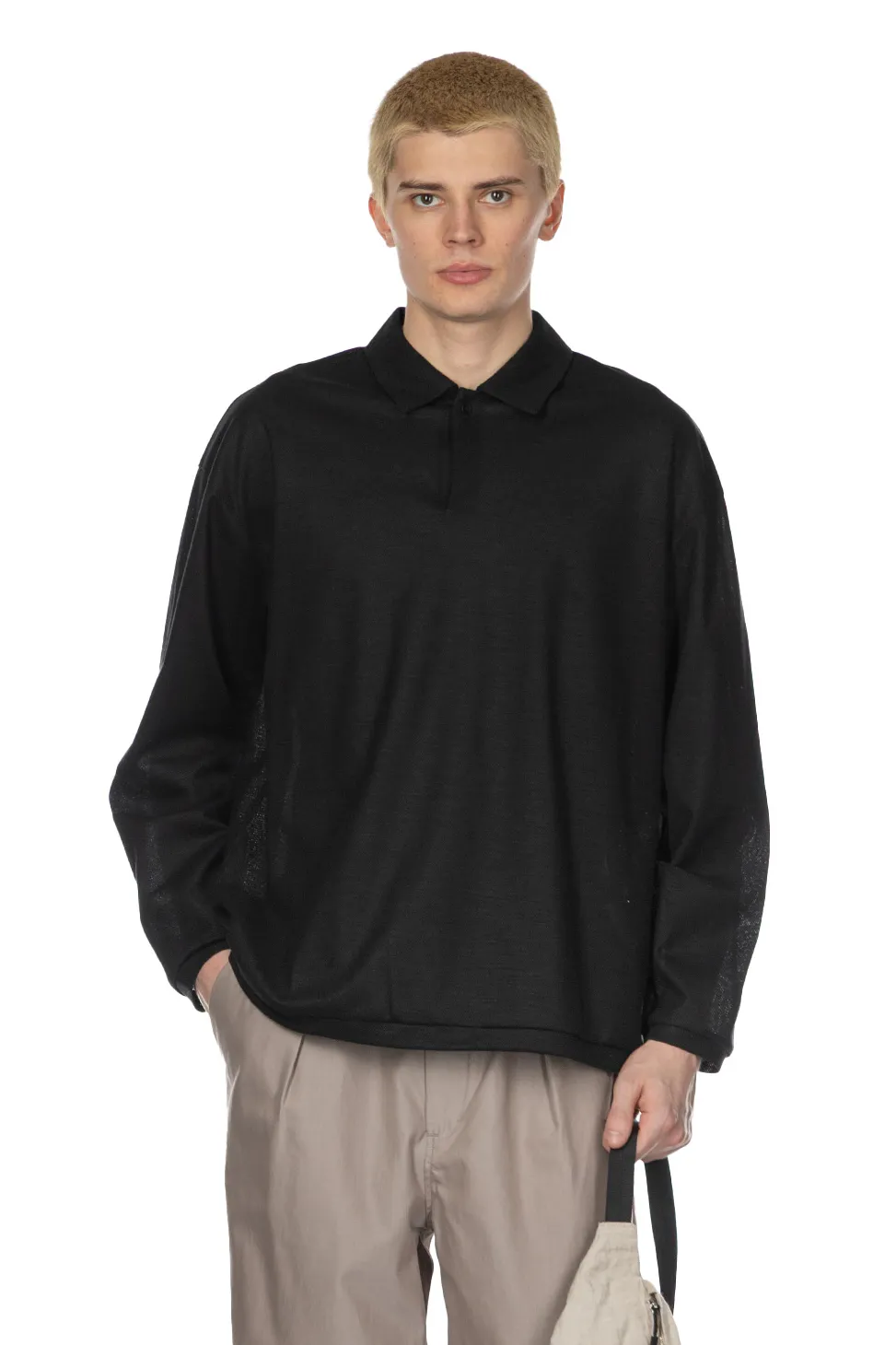 Fashion Still by Hand Long Sleeve Polo Shirt - Black