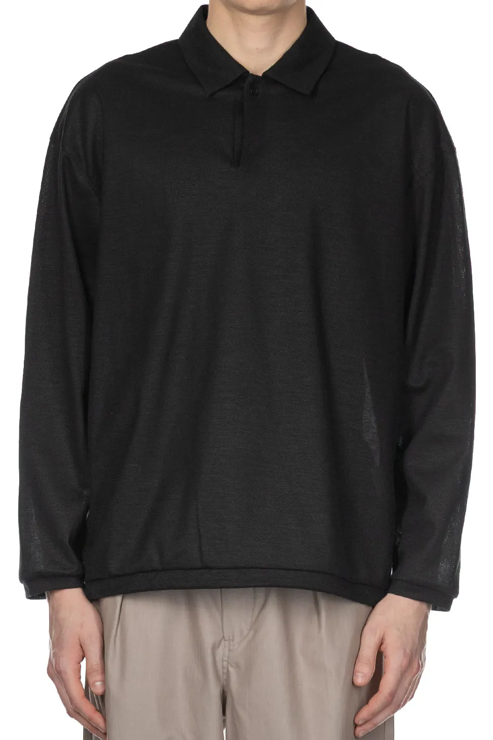 Fashion Still by Hand Long Sleeve Polo Shirt - Black