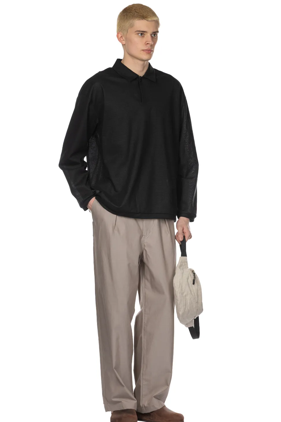 Fashion Still by Hand Long Sleeve Polo Shirt - Black