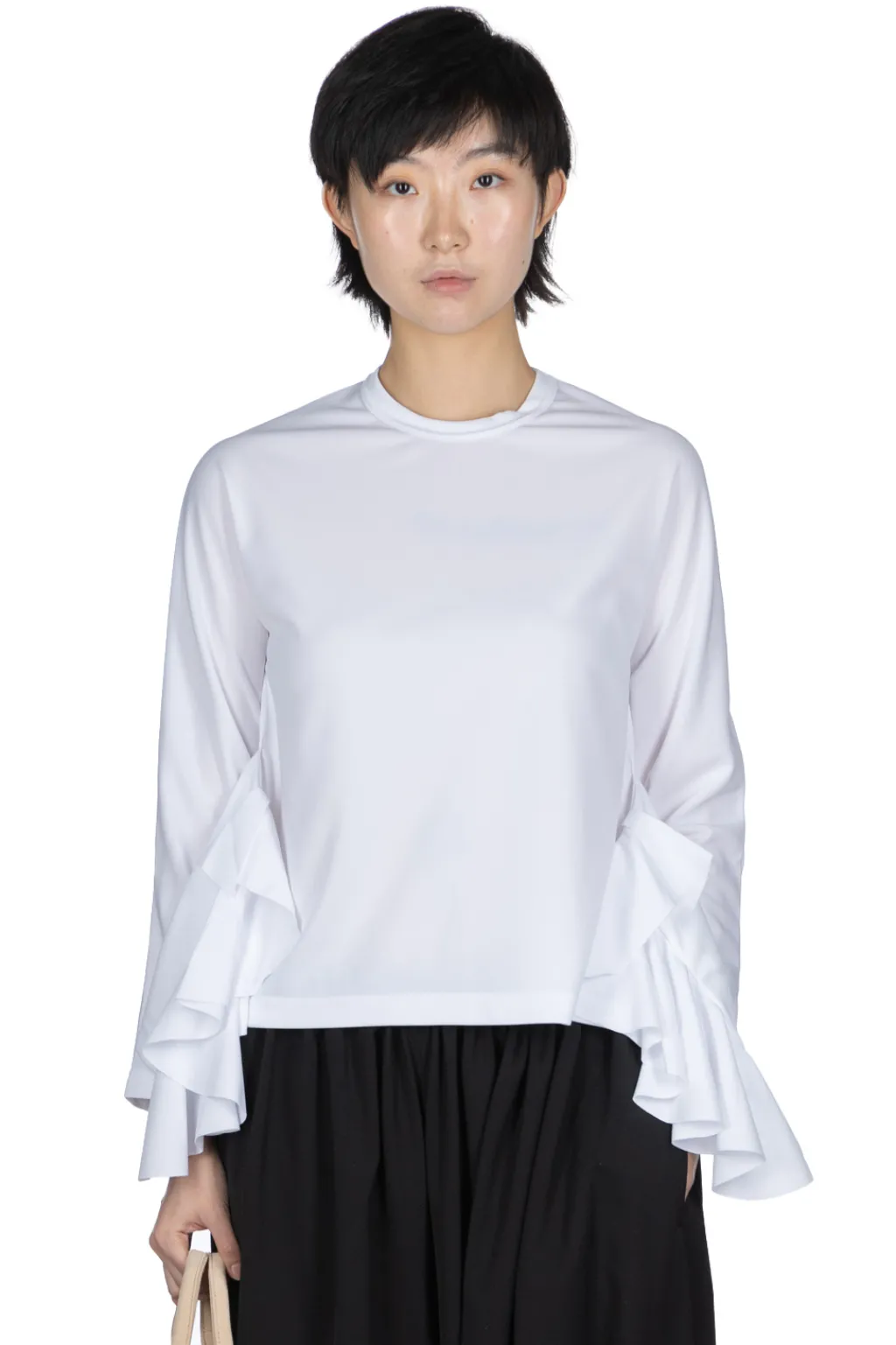 New Comme Des Garcons Comme Des Garcons Long Sleeve T-Shirt With Side Ruffles - White