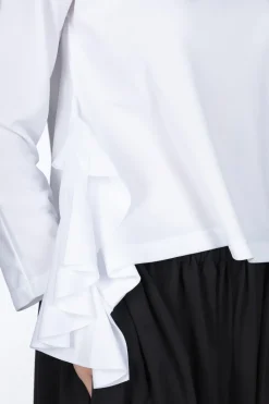 New Comme Des Garcons Comme Des Garcons Long Sleeve T-Shirt With Side Ruffles - White