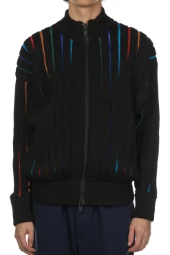 Discount CFCL Louver Stand-Up Collar Blouson - Black Multi