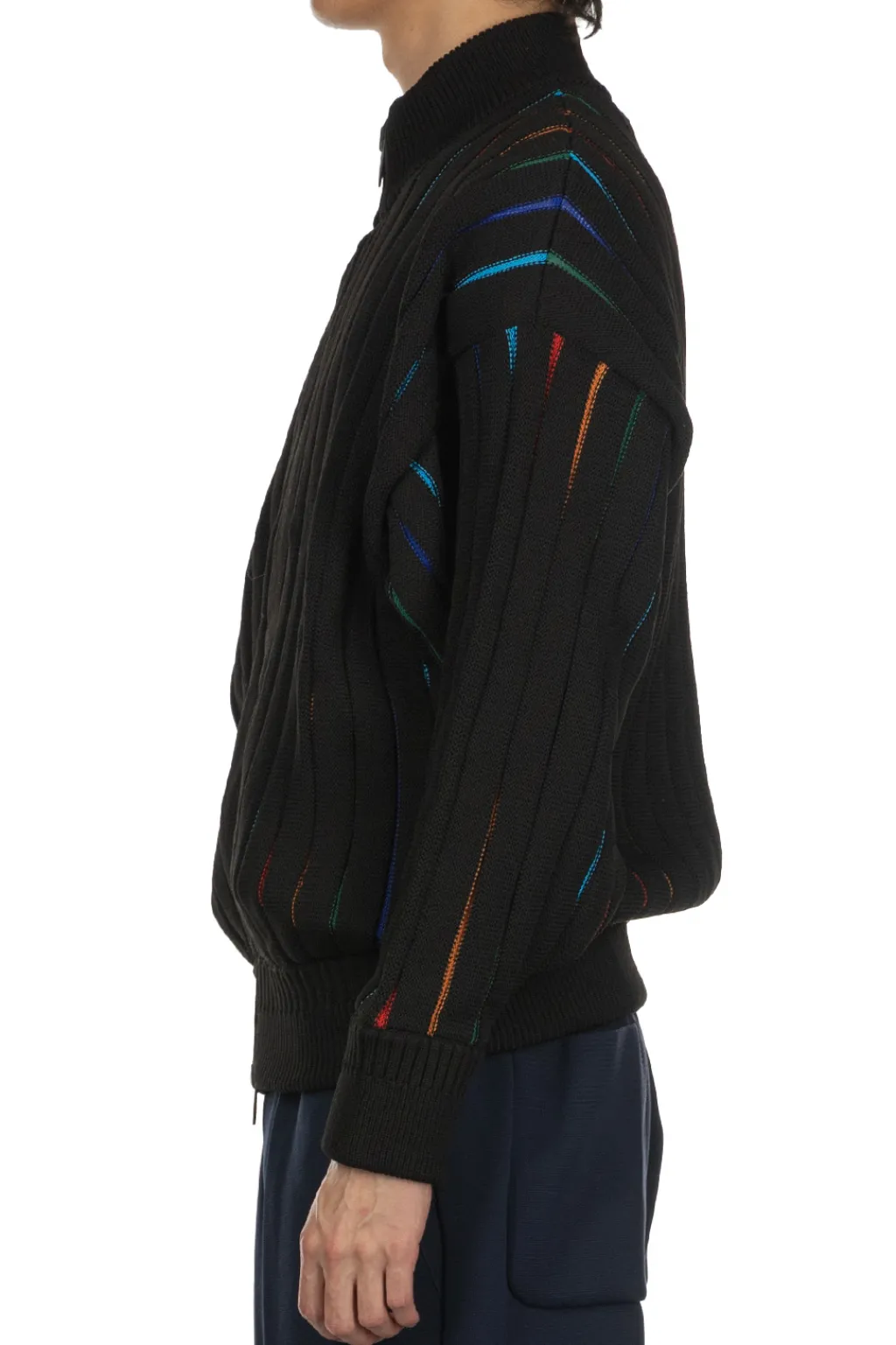 Discount CFCL Louver Stand-Up Collar Blouson - Black Multi