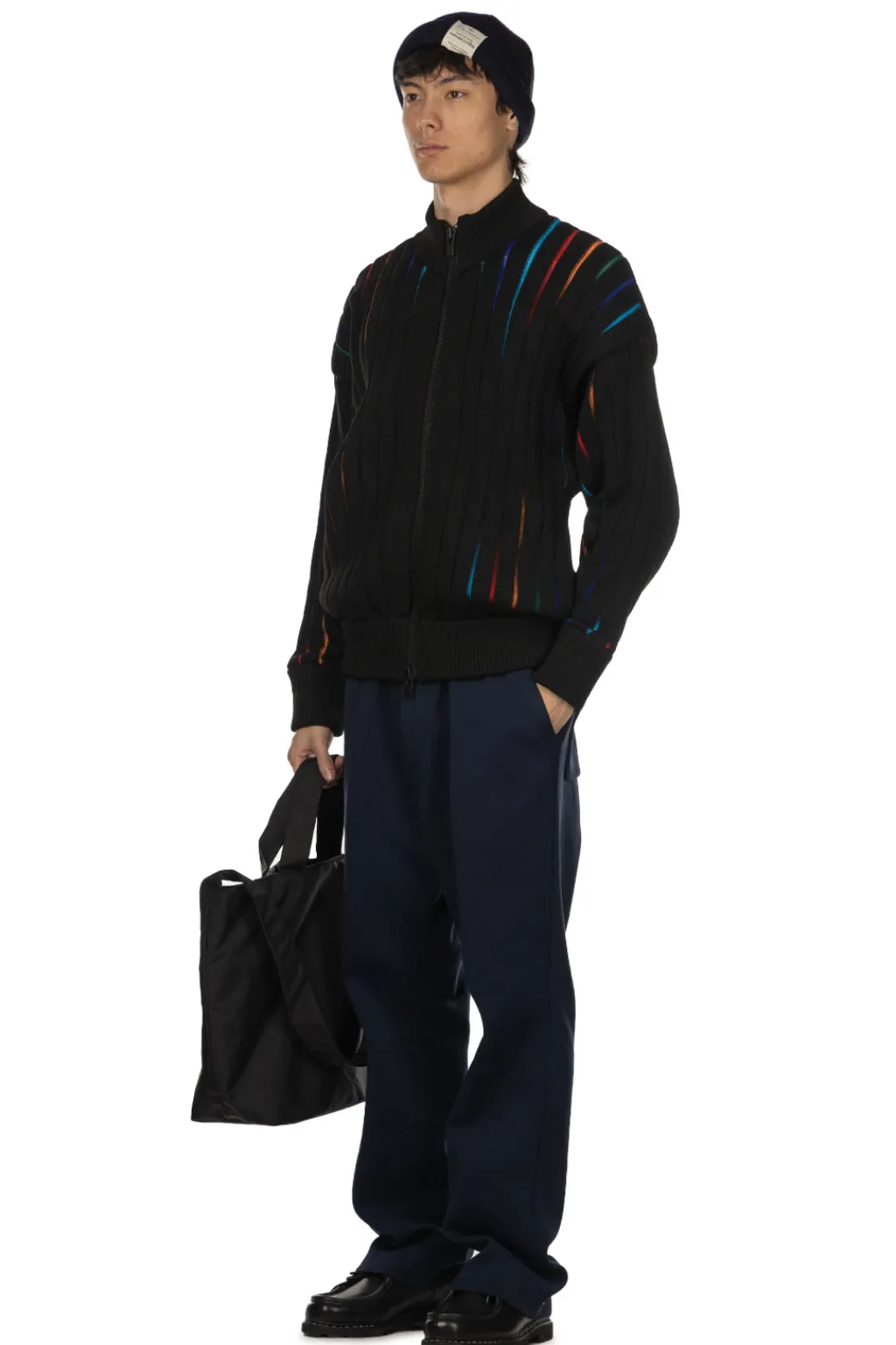 Discount CFCL Louver Stand-Up Collar Blouson - Black Multi