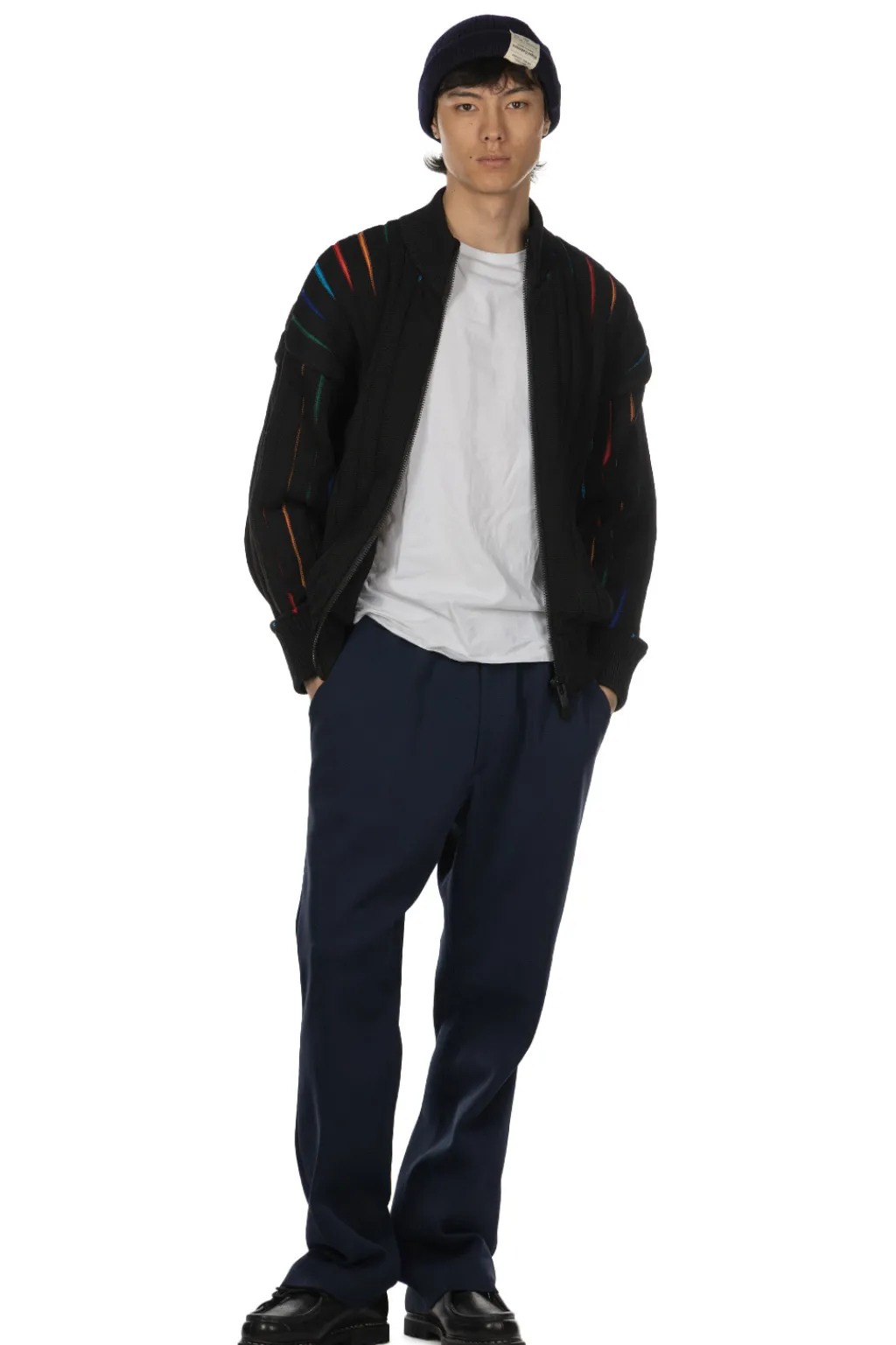 Discount CFCL Louver Stand-Up Collar Blouson - Black Multi