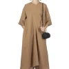 Outlet Manon Lyocell Popline Flare Dress - Camel