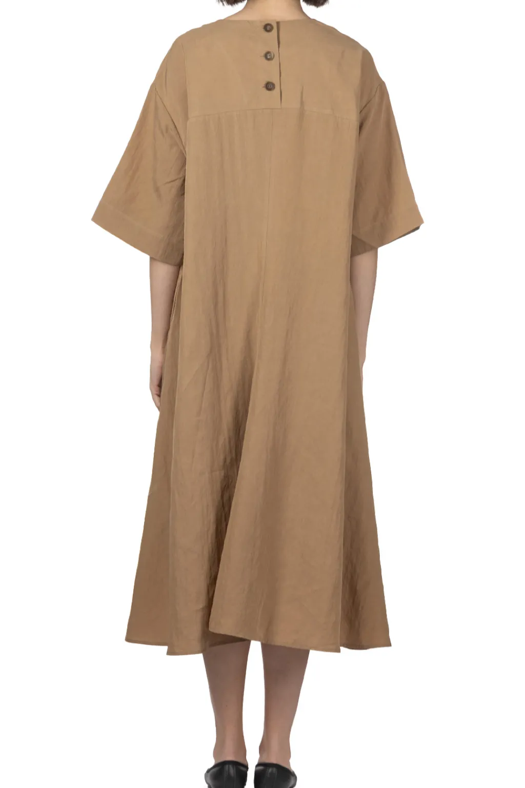 Outlet Manon Lyocell Popline Flare Dress - Camel
