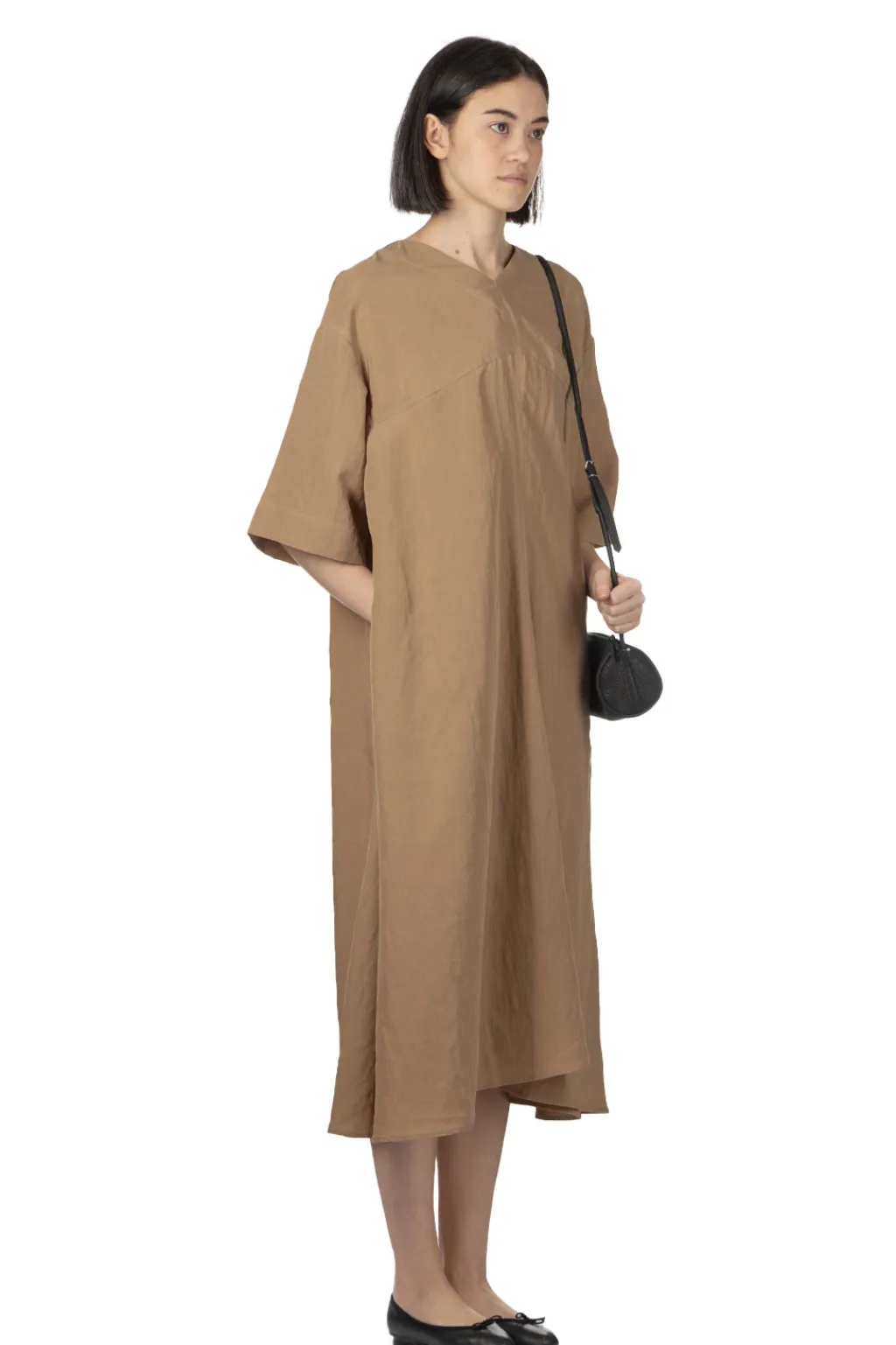 Outlet Manon Lyocell Popline Flare Dress - Camel