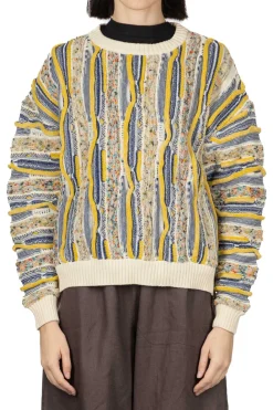 Fashion NARU Marble Wave Crew Neck Knit - Blue