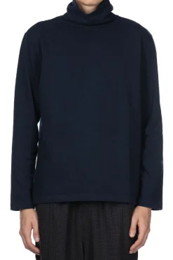Online ts(s) Mellow Cotton Plain Jersey Turtle Neck Shirt-Navy