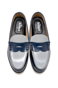 Hot Kenford Fine Shoes Men's Combi Loafers - Navy Grey