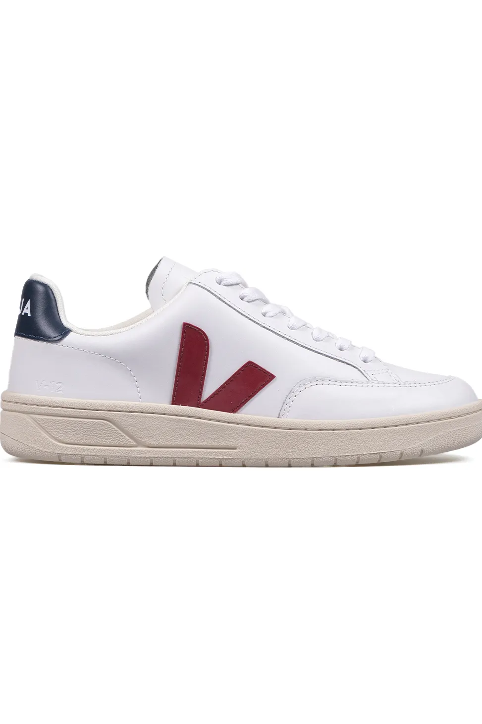 Fashion VEJA Men's V-12 Leather - Extra White x Marsala x Nautico