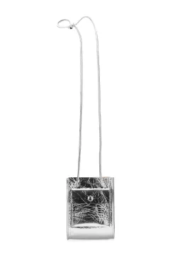 Hot MARROW LEATHER Metallic String Pouch - Silver