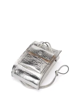 Hot MARROW LEATHER Metallic String Pouch - Silver