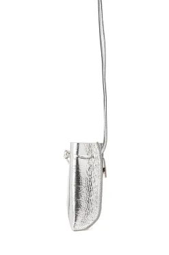 Hot MARROW LEATHER Metallic String Pouch - Silver