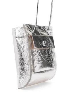 Hot MARROW LEATHER Metallic String Pouch - Silver