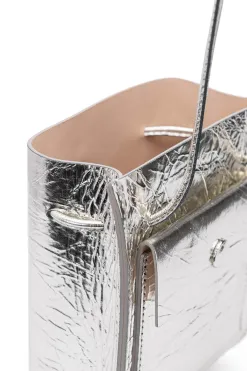 Hot MARROW LEATHER Metallic String Pouch - Silver