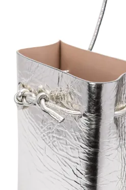 Hot MARROW LEATHER Metallic String Pouch - Silver