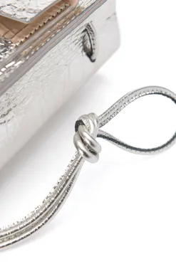 Hot MARROW LEATHER Metallic String Pouch - Silver