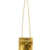 Fashion MARROW LEATHER Metallic String Pouch - Yellow Gold