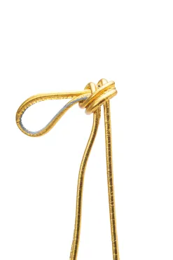 Fashion MARROW LEATHER Metallic String Pouch - Yellow Gold