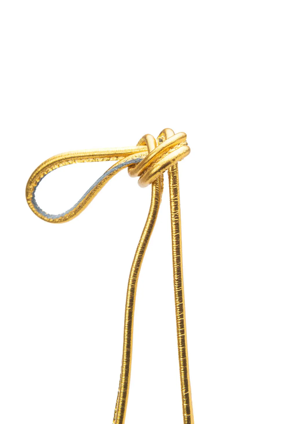 Fashion MARROW LEATHER Metallic String Pouch - Yellow Gold