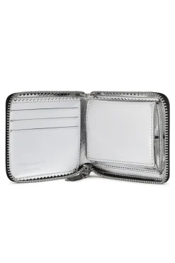 Online Comme Des Garcons Wallets Mirror Inside Zip Around Wallet - Black x Silver