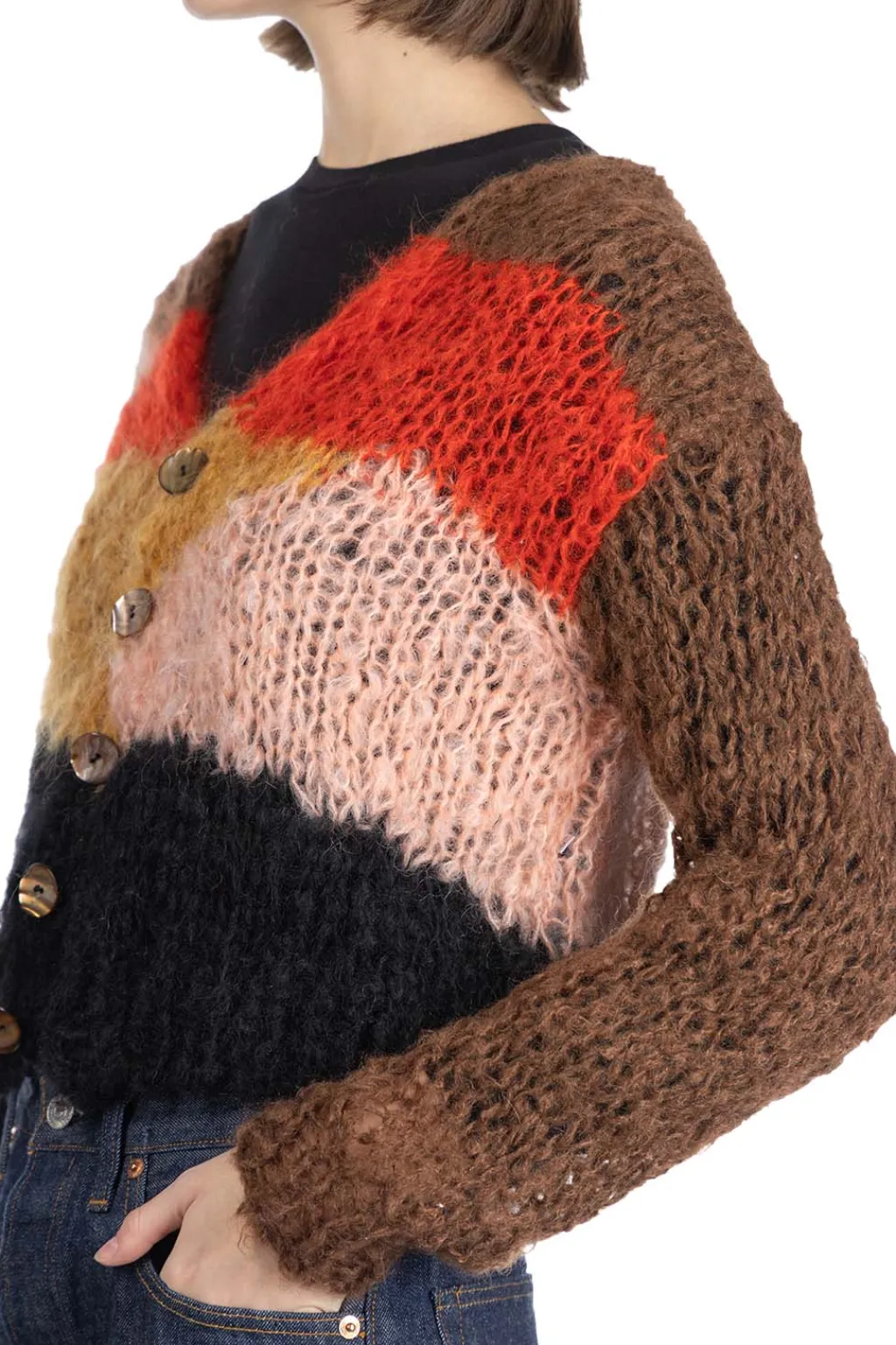 Clearance UNUSED Mohair and Wool Cardigan - Women - Brown Multi