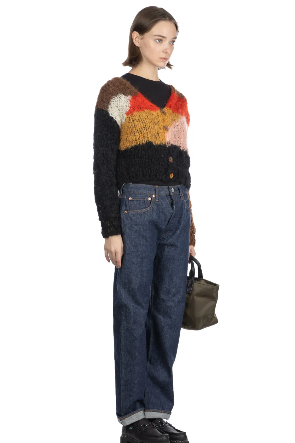 Clearance UNUSED Mohair and Wool Cardigan - Women - Brown Multi