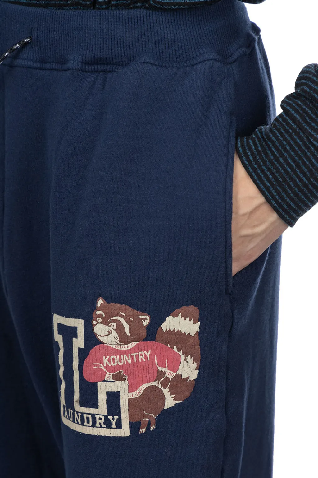 Clearance Kapital 30/-Napped Lining Flare SWT Pants (KOUNTRY) - Navy