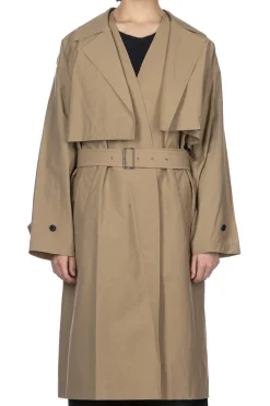 Hot YLEVE Nylon Cotton Linen Taffeta Coat - Khaki