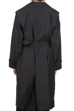 Fashion YLEVE Nylon Cotton Linen Taffeta Coat - Black