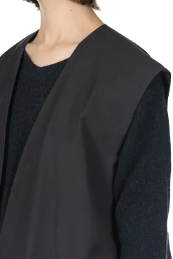 Fashion YLEVE Nylon Cotton Linen Taffeta Coat - Black