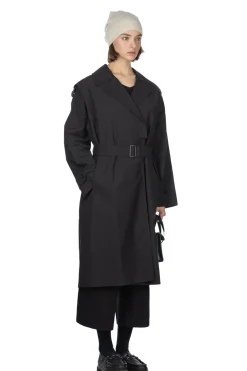 Fashion YLEVE Nylon Cotton Linen Taffeta Coat - Black
