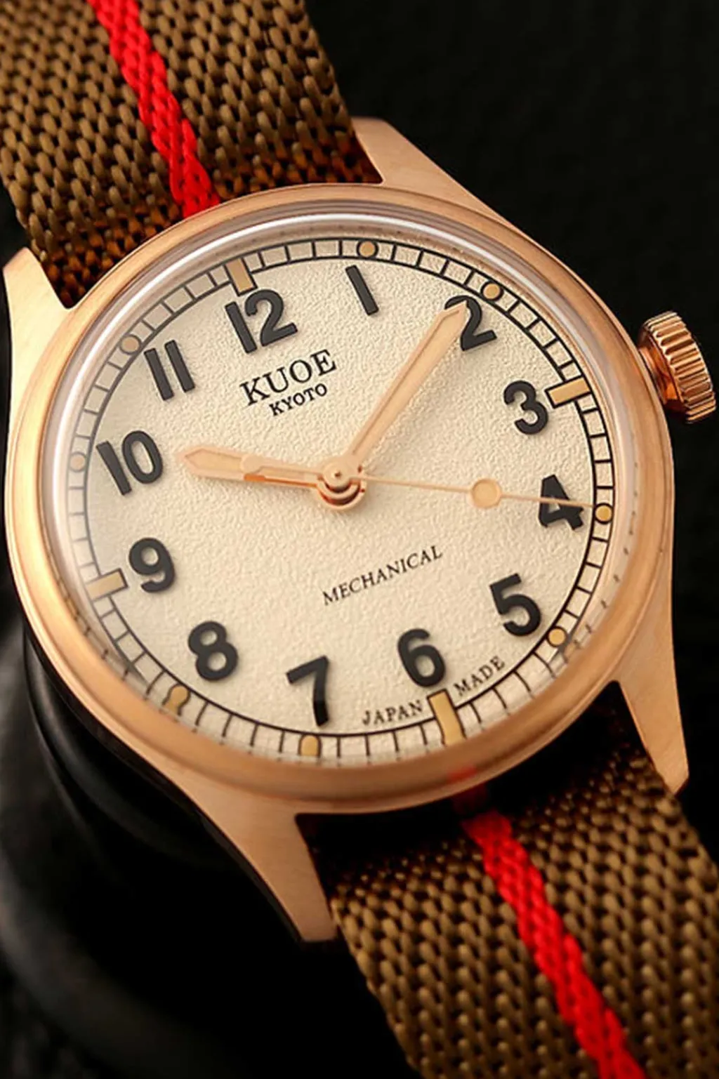 Online KUOE Watch Nylon Strap - Khaki x Red