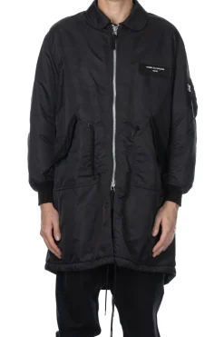 Fashion Comme Des Garcons Homme Nylon Twill Long Coat - Black
