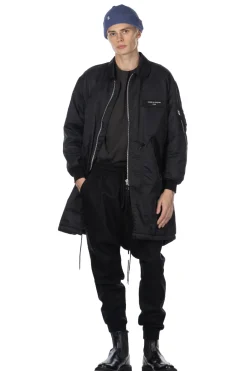 Fashion Comme Des Garcons Homme Nylon Twill Long Coat - Black