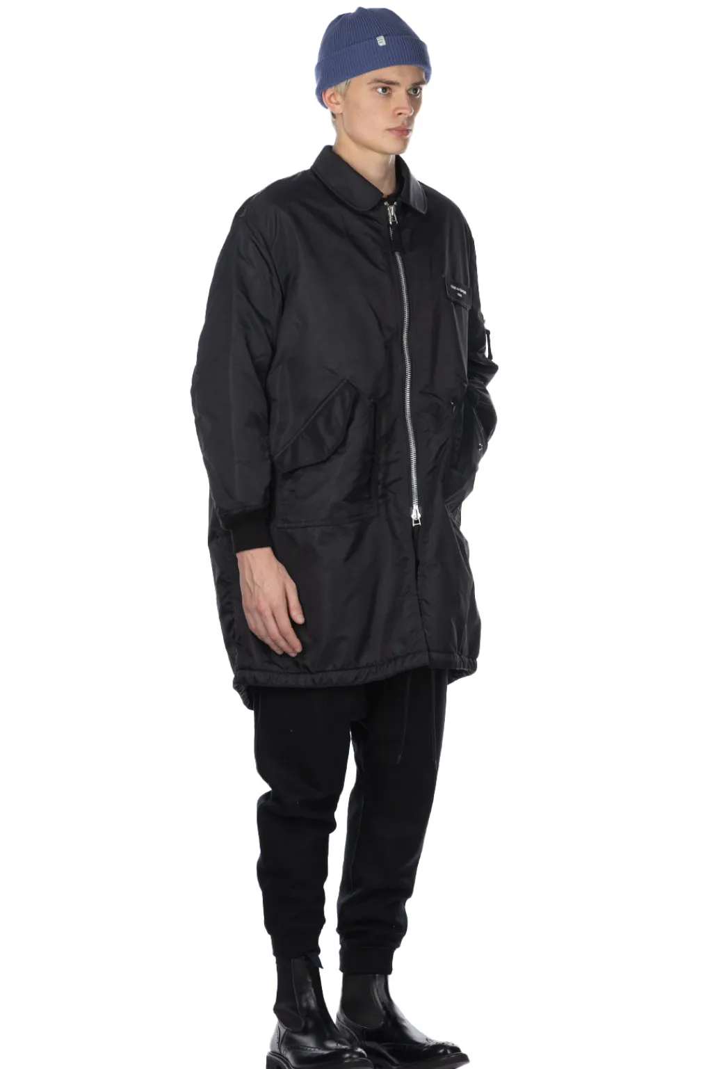 Fashion Comme Des Garcons Homme Nylon Twill Long Coat - Black