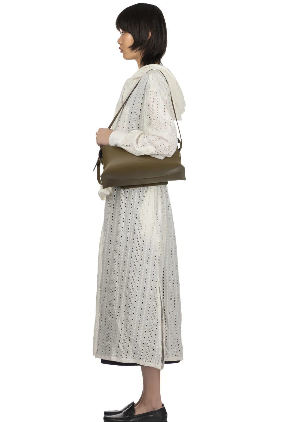 Online MARROW LEATHER Oblong Shoulder Bag - Dark Olive