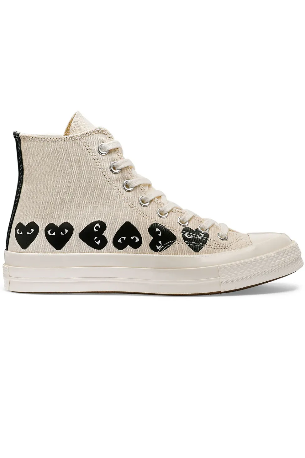 Sale Comme Des Garcons Play Off-White Converse -Multiple Black Hearts Chuck 70 High Sneakers