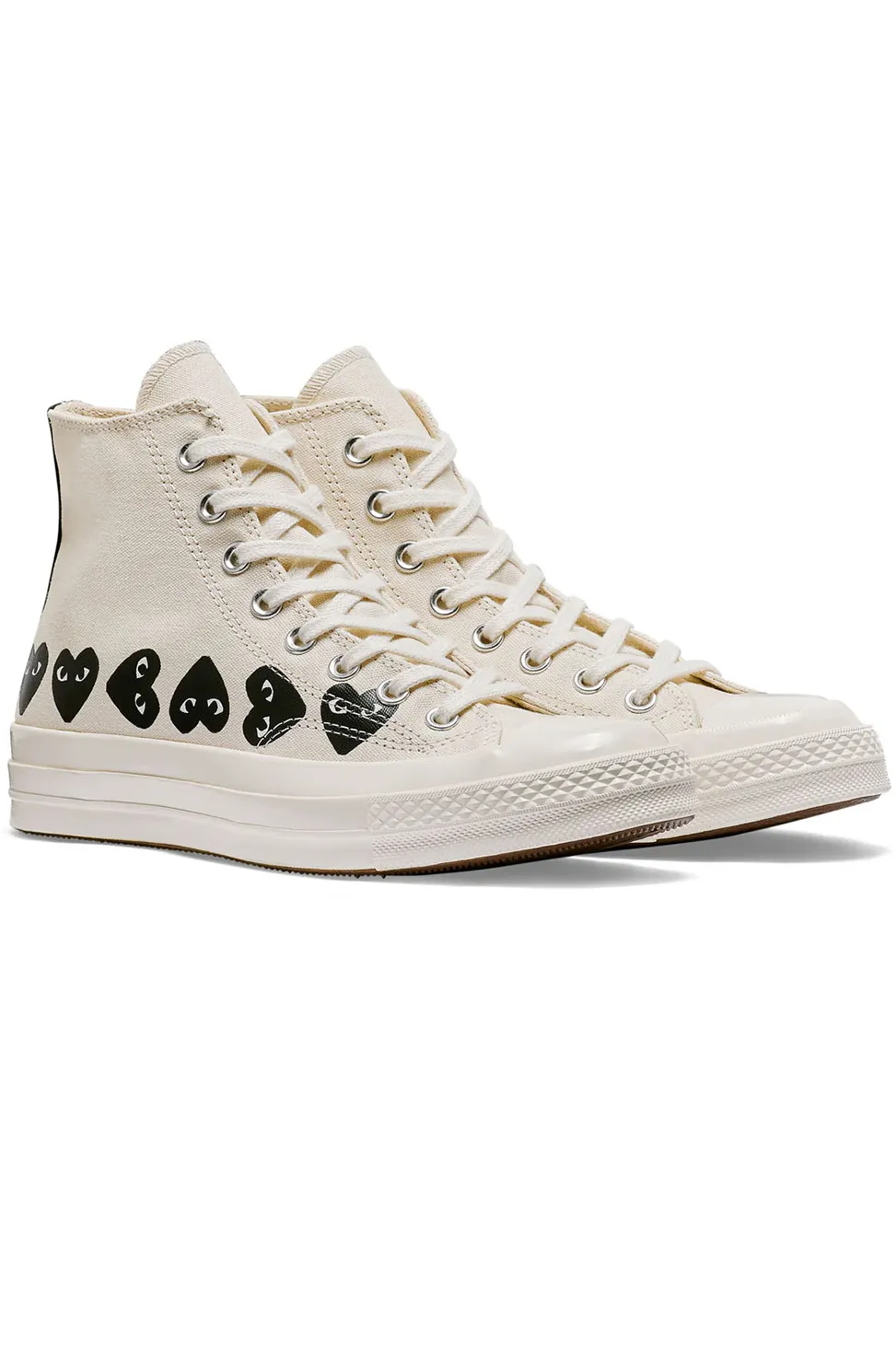 Sale Comme Des Garcons Play Off-White Converse -Multiple Black Hearts Chuck 70 High Sneakers